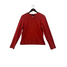 Ann Taylor V-Neck Top Women Large Red Excellent Cotton Long Sleeve USA Made