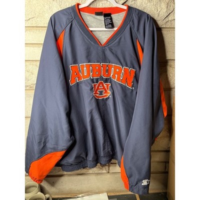 Auburn Tigers Starter Windbreaker Mens 2XL Navy Orange Pullover V-Neck 4BC55