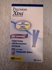 100 Precision Xtra Blood Glucose Test Strips Sealed NEW box Exp 01/31/2026