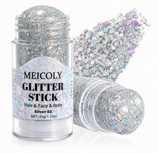 1.23 OZ Silver Body Glitter Stick for Women Holographic Face Hair Glitter
