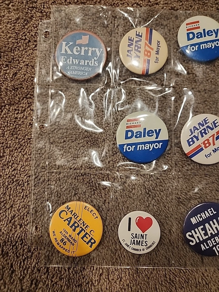 Лот из 9 Винтажных Кнопок Кампании в Чикаго Daley Политические Демократические - Изображение 4 из 4