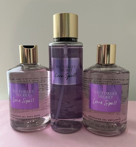 VICTORIA SECRET Love Spell Fragrance Body Mist & 2 Body Wash Lot of 3 NEW
