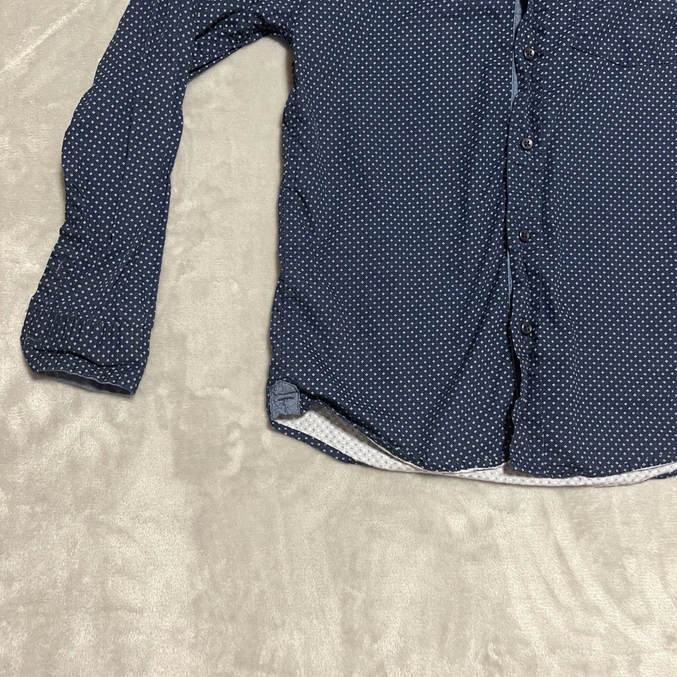 Distortion Niños Azul Marino Pequeño Punto Estampado Manga Larga Con Botones Grande 14-16 Foto 3 de 4