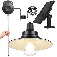 FabSty Solar Pendant Light Indoor Outdoor, Metal Shed Light with Pull Chain