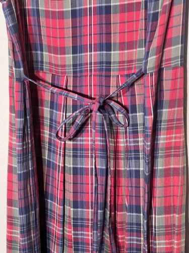 Talbots Petite 14P Madras Button Front Shirtdress Rayon Pleated Skirt Pockets - Picture 5 of 23