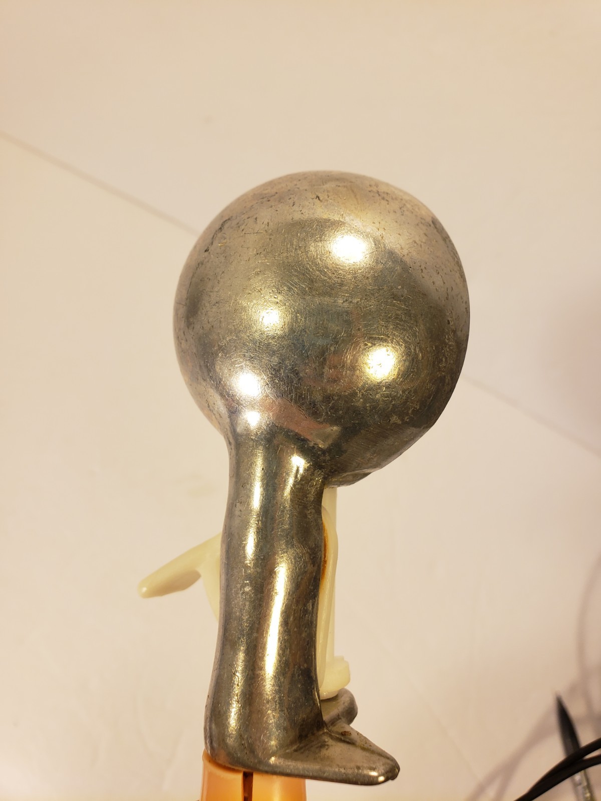 Vtg Ice Cream scoop with mechanical bowl EKCO Pink Peach Plastic Handle Cracked