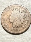 1869 Indian Head Cent Penny Scarce Date - Nice Lower Grade Example