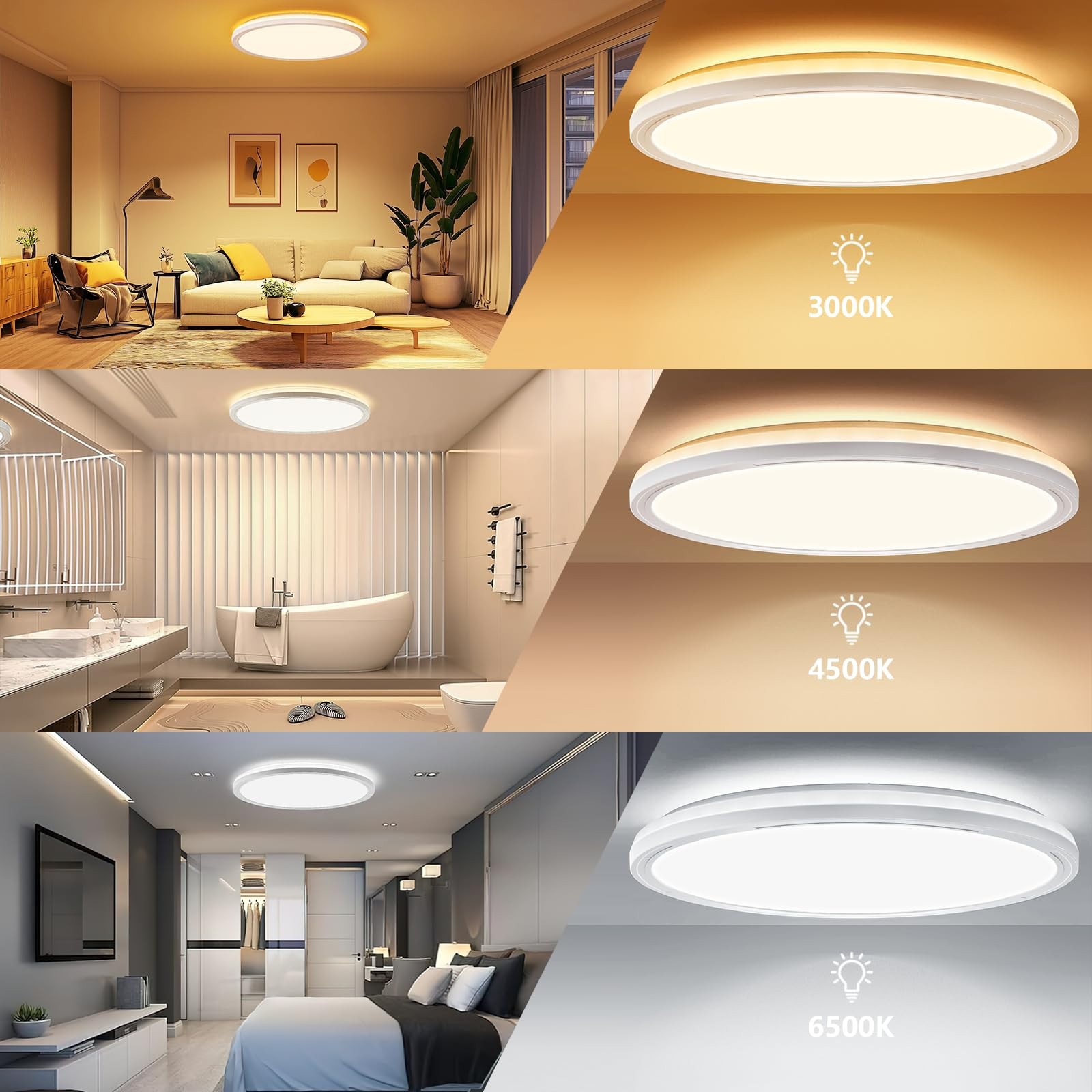 Plafonnier LED 24W télécommandable à intensité variable et rétro-éclairage design