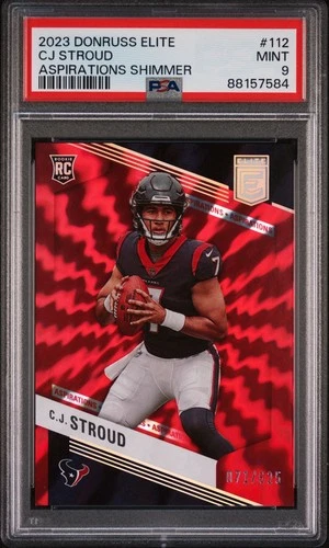 2023 Donruss Elite CJ Stroud Aspirations Shimmer 071 /625 RC PSA 9 COLOR MATCH