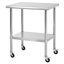 Stainless Steel Prep Work Table On Wheels Commercial NSF Metal Table for Garage