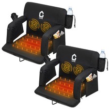 2 Pack Heated Massage Stadium Seats for Bleachers w/Back Support  Wide Cushion