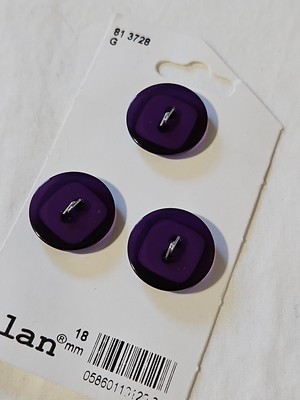 18mm 11/16'' Plastic Buttons - Purple - Pack Of 3