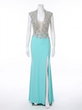 Mac Duggal Crystal And Sequins Embellished Jersey Prom Dress Size 4