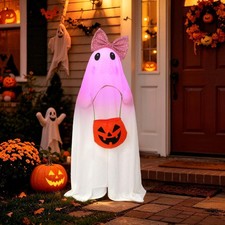 Outdoor Halloween Decorations RGB Lights Up Ghost - Halloween Porch Decor