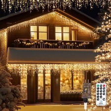 Icicle LED Christmas Lights Outdoor, 520 LED 49.2FT 8 Modes with 80 Drops War...