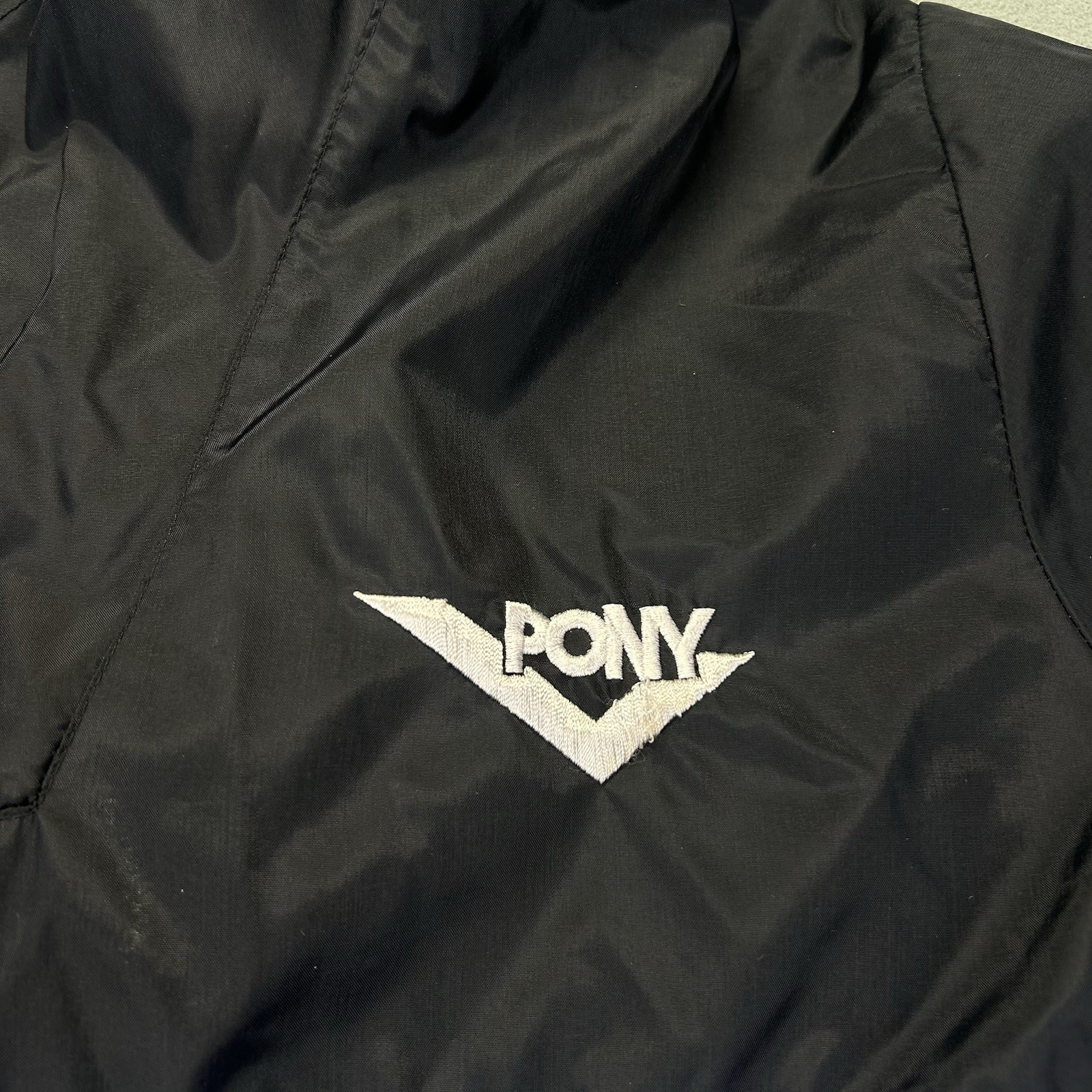 Vintage 90s PONY Hooded Windbreaker Jacket Colorblock Half Zip Nylon Size Large thumbnail 3