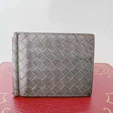 Authentic Bottega Veneta BV Grey Bifold Mens Wallet Intrecciato Money Clip