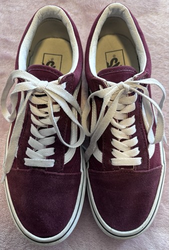 Vans Old Skool Burgundy Suede Sneaker Shoes Unisex Mens Sz 6.5 /Women’s 8.0