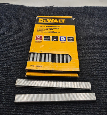 (QTY 2500) Dewalt DNS18050-2 Narrow Crown Finish Staple 18 GA 1/2 Legx1/4 Crown