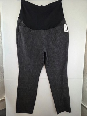 Old Navy Maternity sz 14 Full-Panel Pixie Ankle Pants Black/Gray Plaid NWT