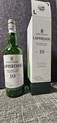 Laphroaig 10 Year Islay Single Malt Scotch Whisky Empty Unrinsed Bottle & Box
