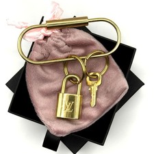 Louis Vuitton Vintage Brass Lock Key 306 Keychain Charm Gold Tone w/ Box