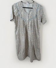 Vintage Floral Muumuu Patio Lounger Dress Blue  Brown S/M