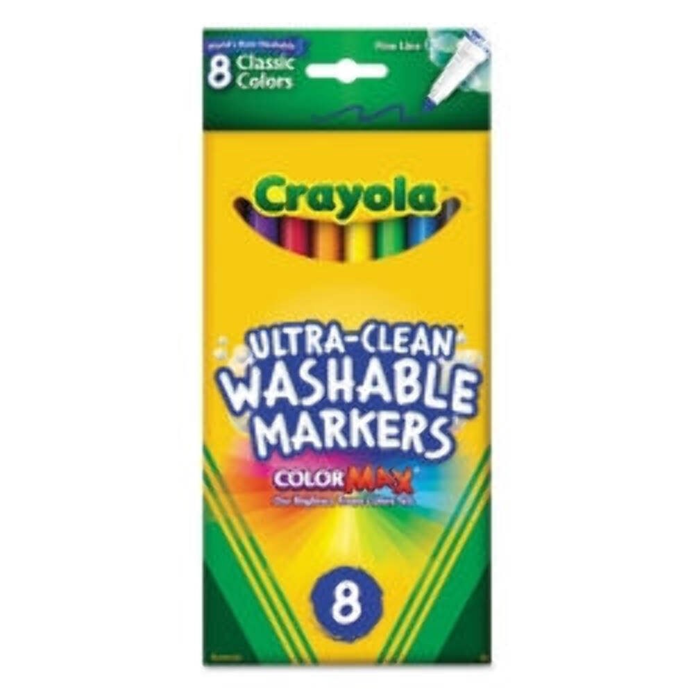 Crayola Ultra-Clean Washable Markers, Fine Bullet Tip, Asstd Colors (58-7809)