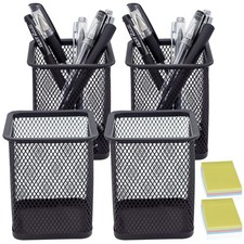 DARUITE Pen Holder, 4PCS Square Metal Mesh Pen Pots for Desk, Multifunctional...