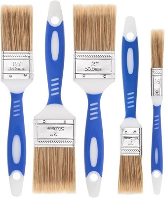 Bates- Paint Brushes for Walls, 0.5'', 1'', 1.5'' & 2'', 5 Pack, Synthetic Bristle,