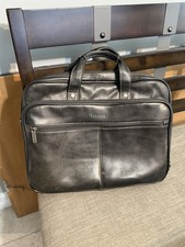 Heritage Black Leather Laptop Messenger Bag Fits 14 Inch Or Smaller Laptop