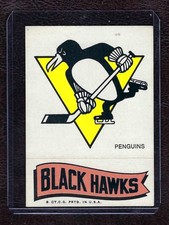 1973-74 Topps NHL Team Hockey Sticker, Pittsburgh Penguins Logo, BH Pennant NM!