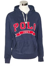 Polo Ralph Lauren Size XS Navy Blue And Red 1967 Spellout Hoodie Sweatshirt
