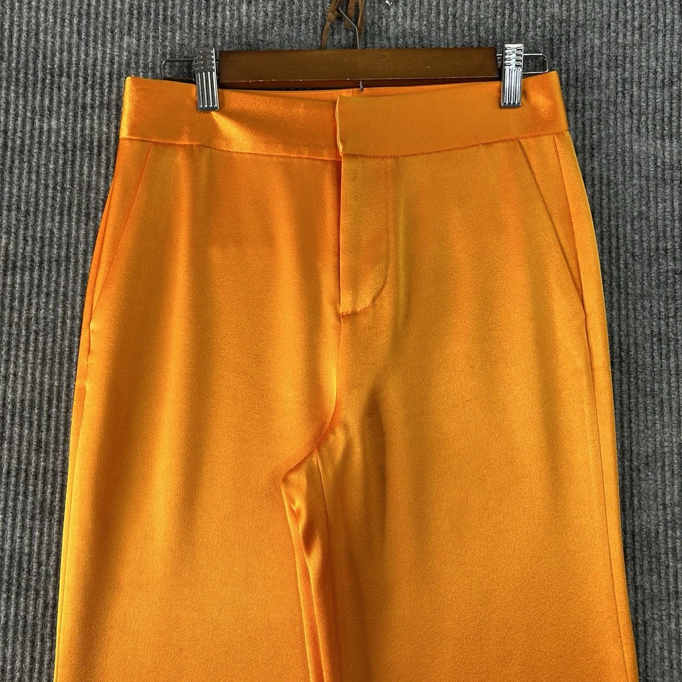 Pantalones de satén Alice + Olivia para mujer 2 Deanna naranja cintura alta corte boot ajustados Foto 4 de 4