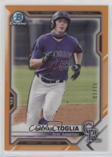 2021 Bowman Chrome Yellow Refractor (Misprinted Orange) 3/75 Michael Toglia w4h