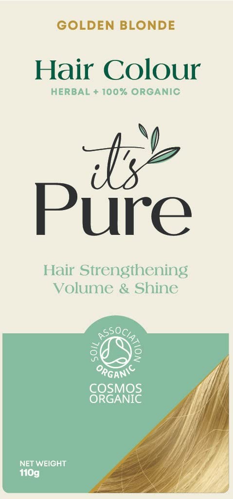 It's Pure Organics Organic Hair Dye - Herbal Hair Colour Golden Blonde 110G - Image 3