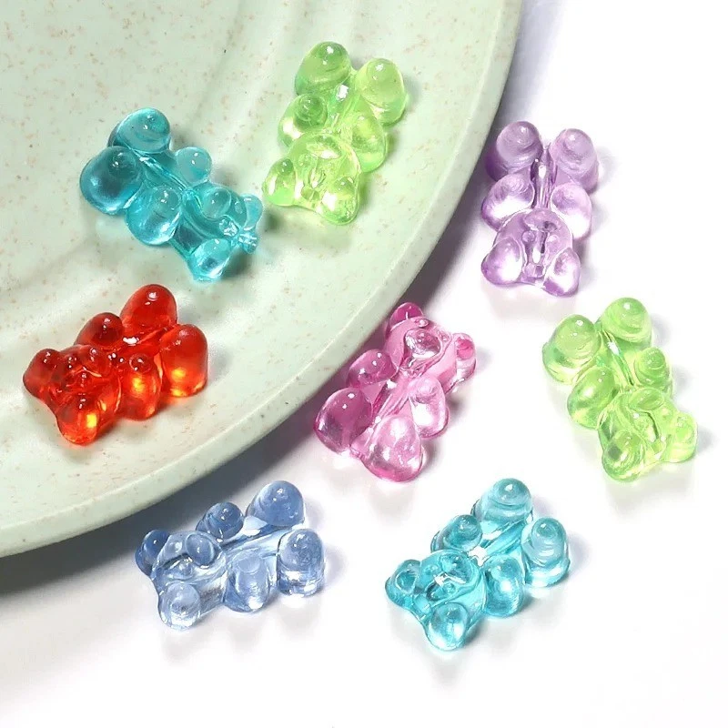 50pcs Gummy Teddy Bear Acrylic 3D Beads Sweet DIY Jewellery Making Accessories - Image 4 of 4