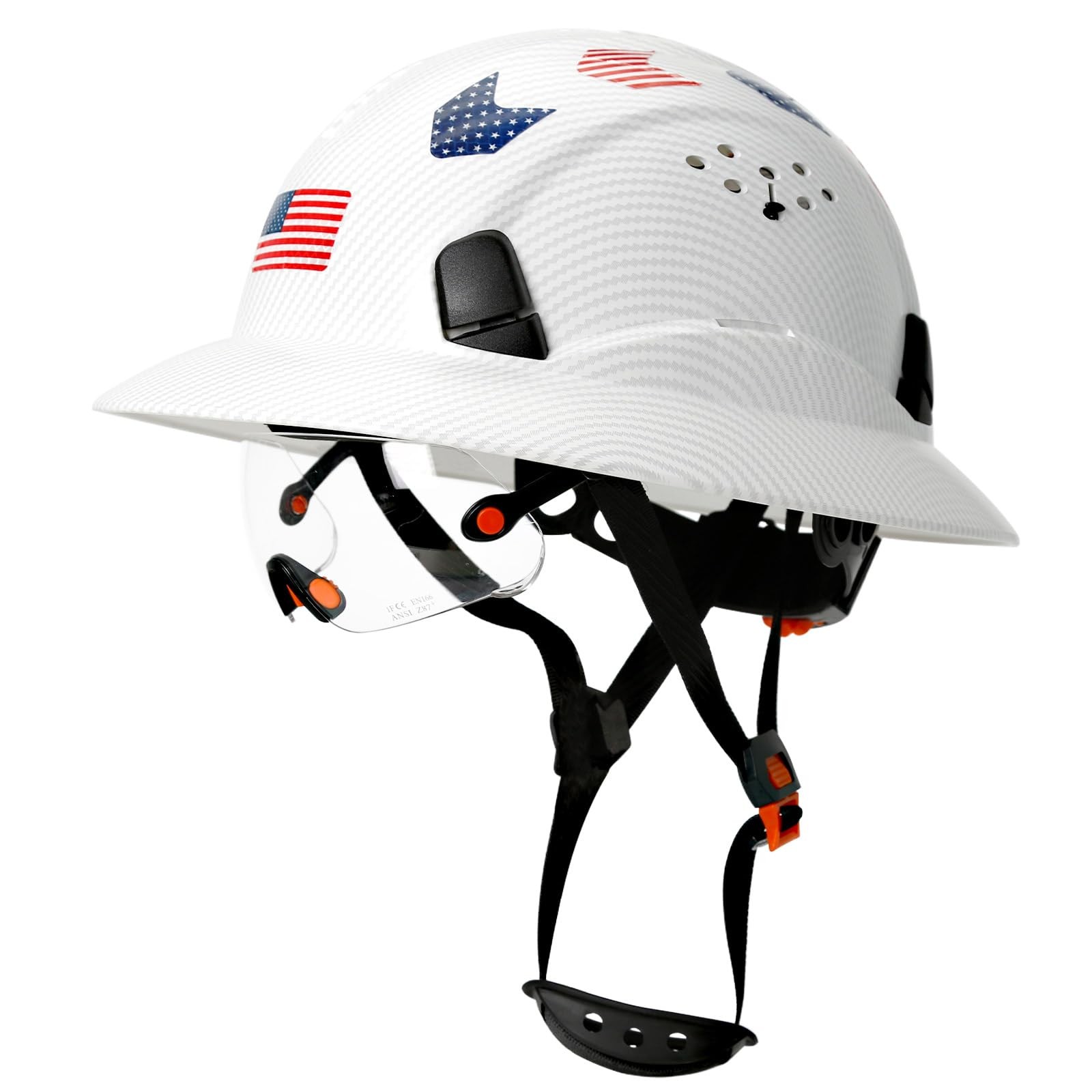 Carbon Fiber Pattern Full Brim Hard Hat With Visorosha Appro