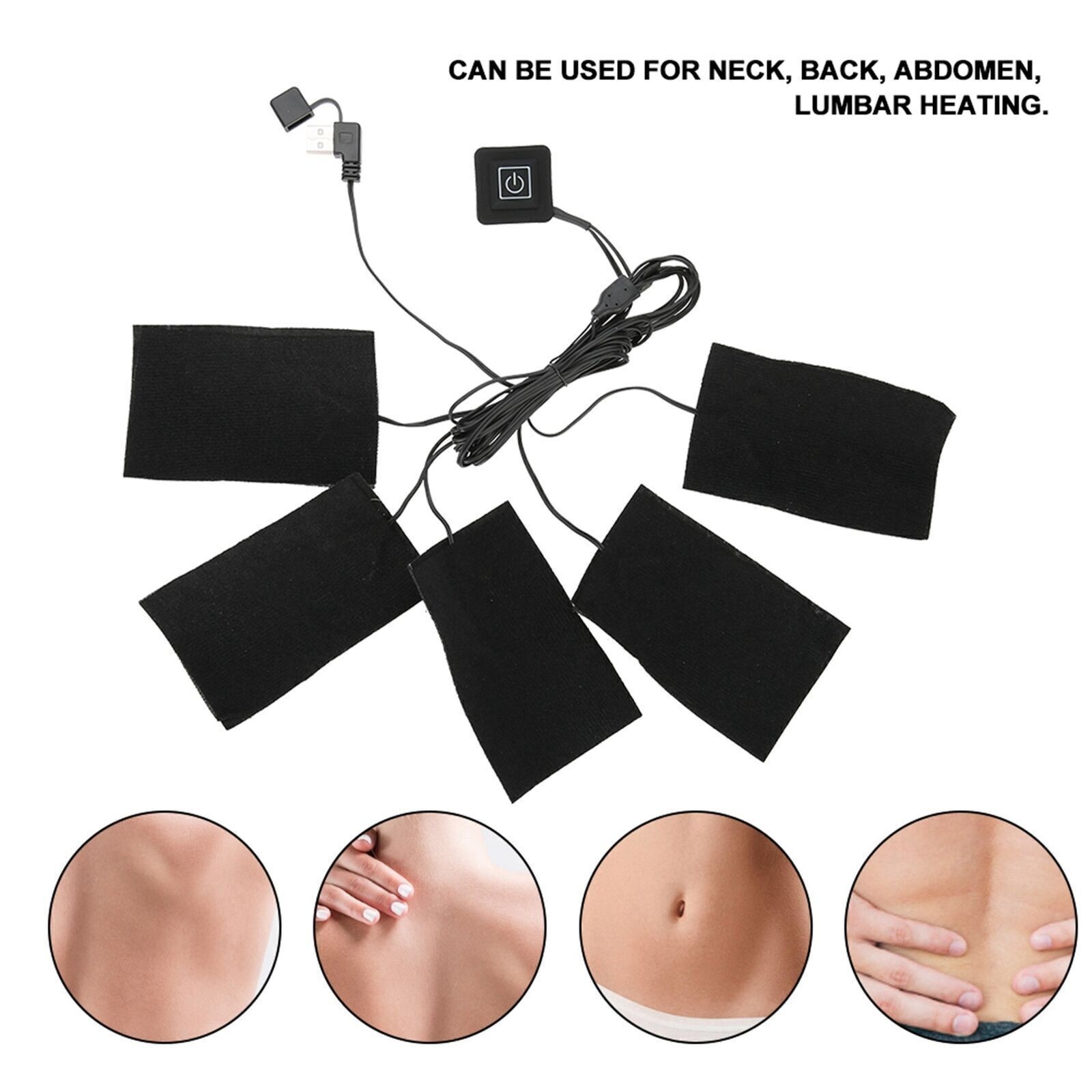 USB Electric Clothes Five Heater Pads Heating Element Adjustable Warmer