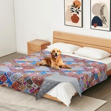 Waterproof Dog Blanket, Bohemian Dog Bed Cover Pet Blanket, Reversible Sofa C...