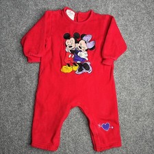 Vintage Disney Mickey  Minnie Mouse Red Embroidered Outfit Romper Size 6/8 M