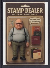 Postcard: Grumpy Stamp Dealer "No, that isn&rsquo;t a rare stamp"