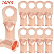 10PCS Heavy Duty Copper Ends Terminals Battery Cable Crimp Lugs 2/0AWG 1/2" Stud