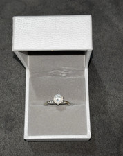 18ct Silver  Round Diamond Solitaire Engagement Ring Size K Band