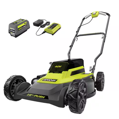 #ad 40V 18 In. 2 In 1 Cordless Battery Walk behind Push Lawn Mower with 6.0 Ah Batte $358.61