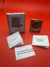 Seiko QUH301FRH Gold-Tone Case Travel Alarm Clock with Box and Instructions