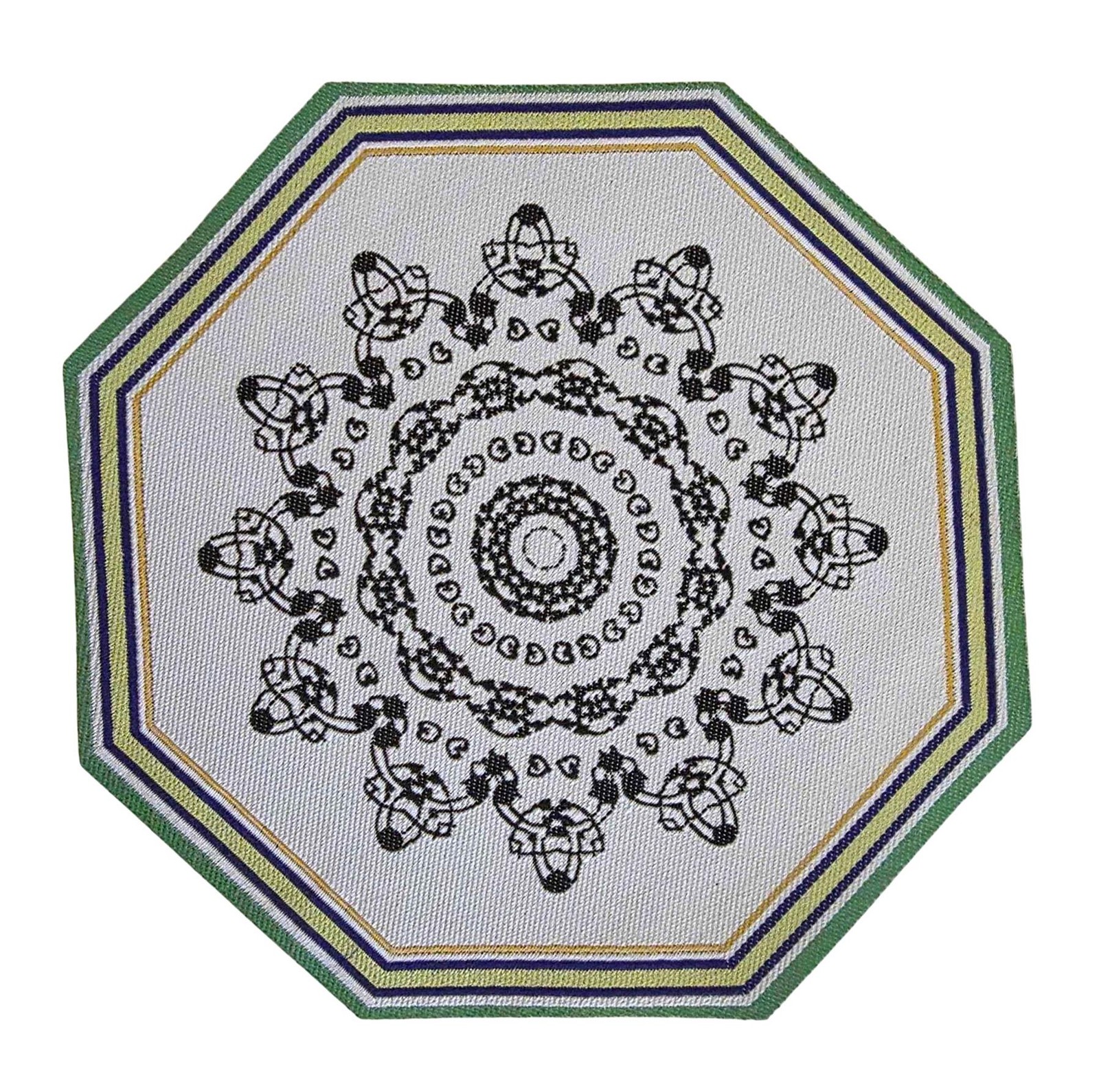 Dolls House Octagonal Rug Circular Mandala Design Miniature Floor Accessory Med