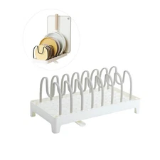 Pot and Pan Organizer 8 Adjustable Compartment Pan Lid Organizer for Cabinet ...