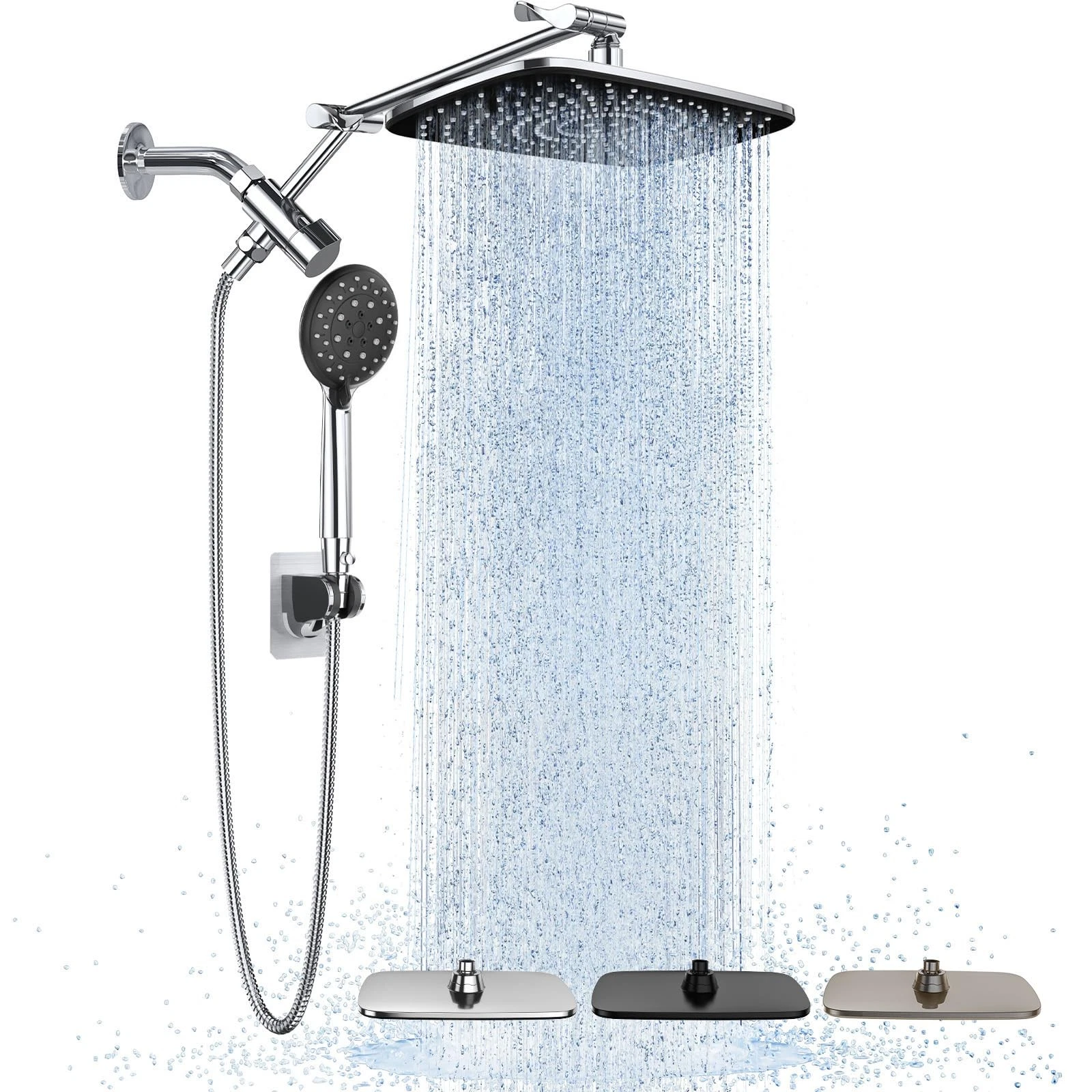 Wide High Pressure Rain Shower Head with Handheld, Handheld Shower Heads with...
