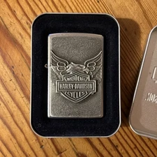 Vintage Harley Davidson Zippo Windproof Cigarette Cigar Lighter Original Box USA
